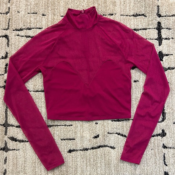 NWOT Fleur du Mal Fuchsia Sheer Crop Top - Picture 8 of 14